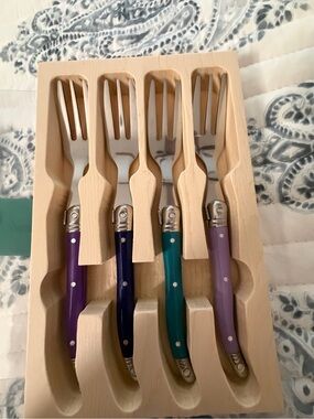 Laguiole Colorful Stainless Steel Salad Fork Set - Purple, Navy, Teal, Lavender